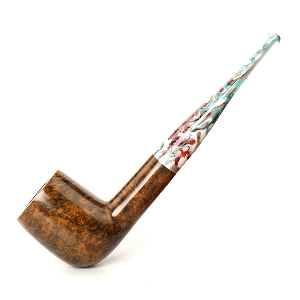Traditionelle gerade Billiardpfeife mit farbigem Gummimundstück