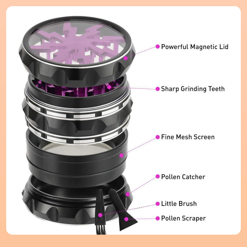 Großhandel für Cannabis-Grinder mit transparentem Deckel