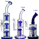 Großhandel Blaue Glasbong mit 14-mm-Kopf